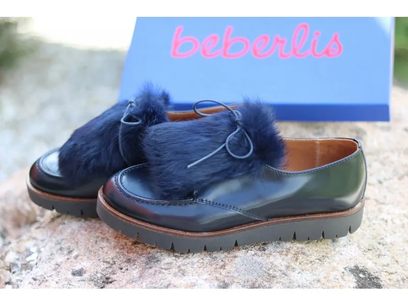 BLUCHER CON FLECO DE PELO 19849B BEBERLIS EN COLOR MARINO