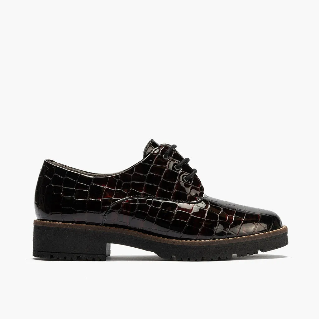Blucher en Coco para mujer color burdeos