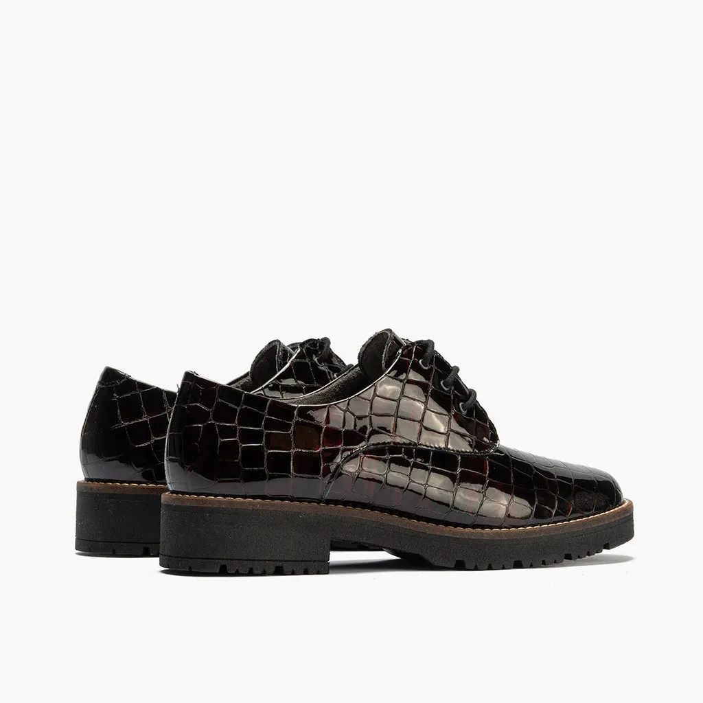 Blucher en Coco para mujer color burdeos