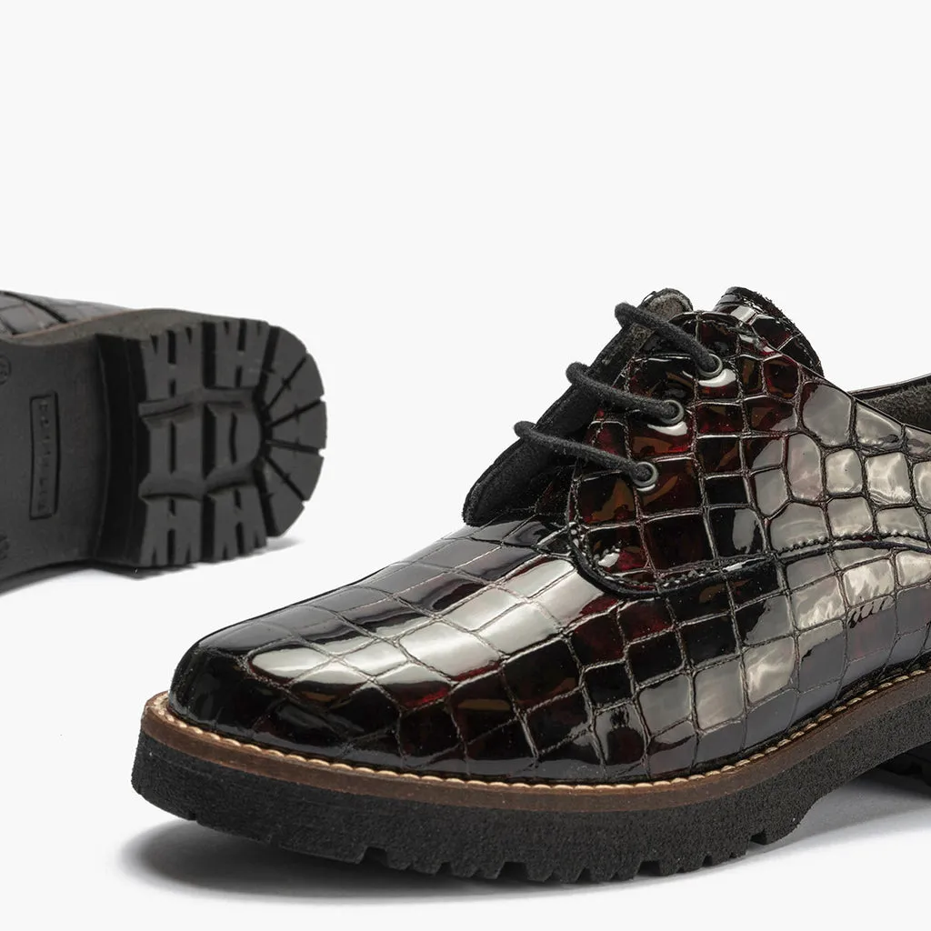 Blucher en Coco para mujer color burdeos