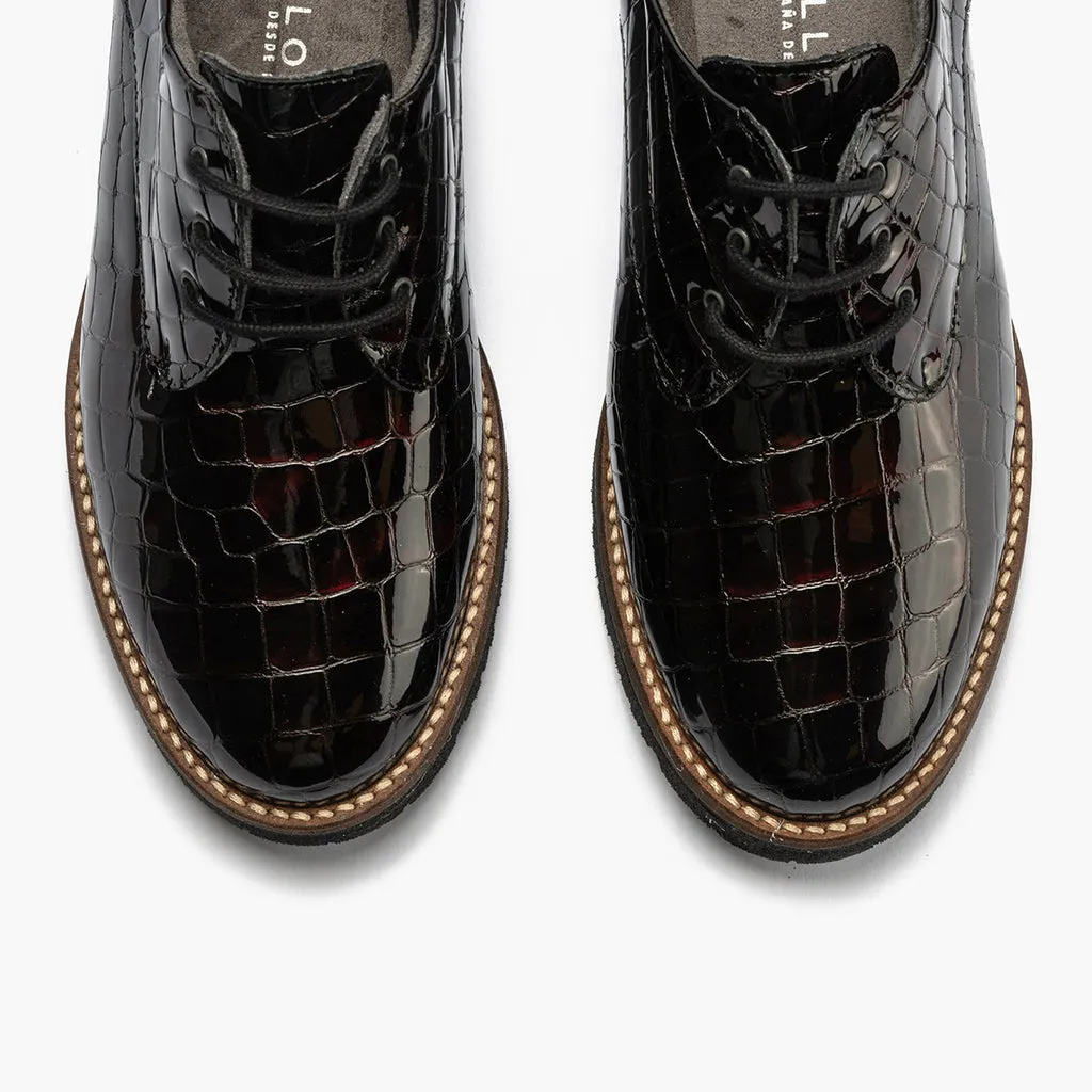 Blucher en Coco para mujer color burdeos