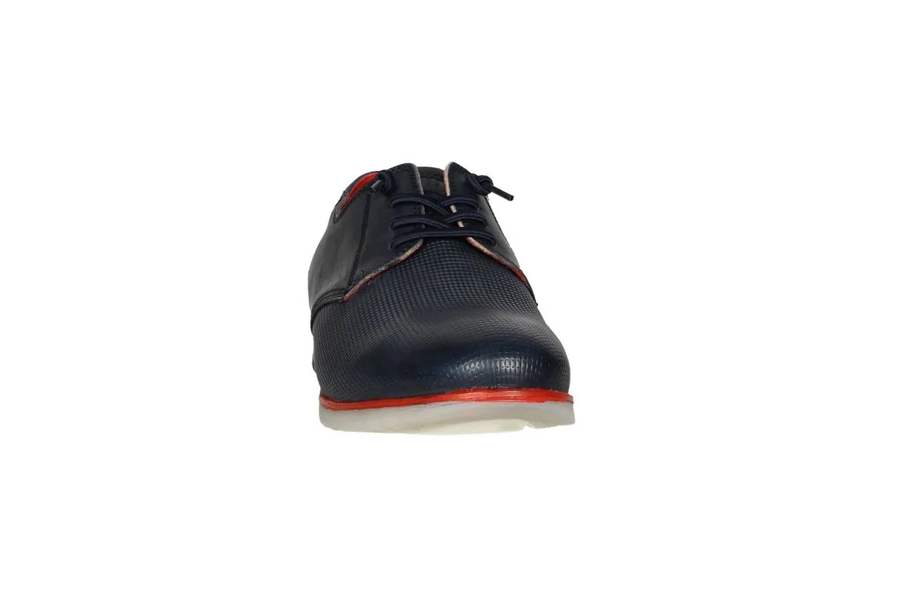 Blucher Piel Grabada Azul Vira Roja