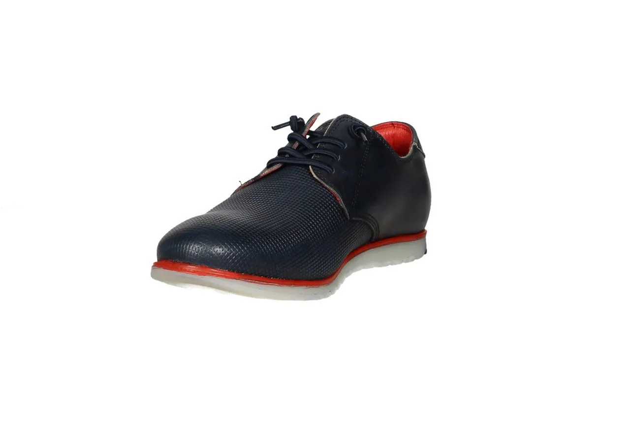 Blucher Piel Grabada Azul Vira Roja
