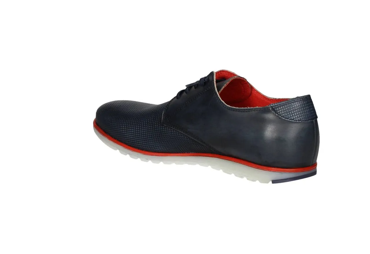 Blucher Piel Grabada Azul Vira Roja