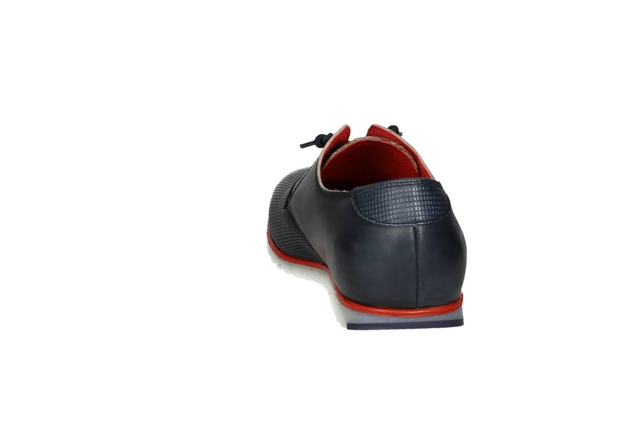 Blucher Piel Grabada Azul Vira Roja