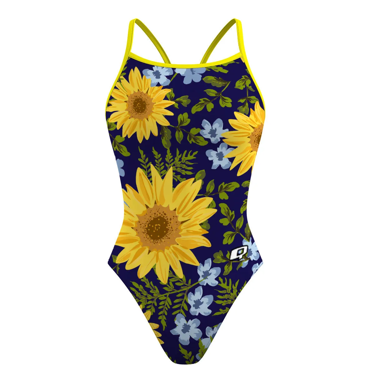 BLUE SUNFLOWER  SKINNY STRAP SWIMSUIT