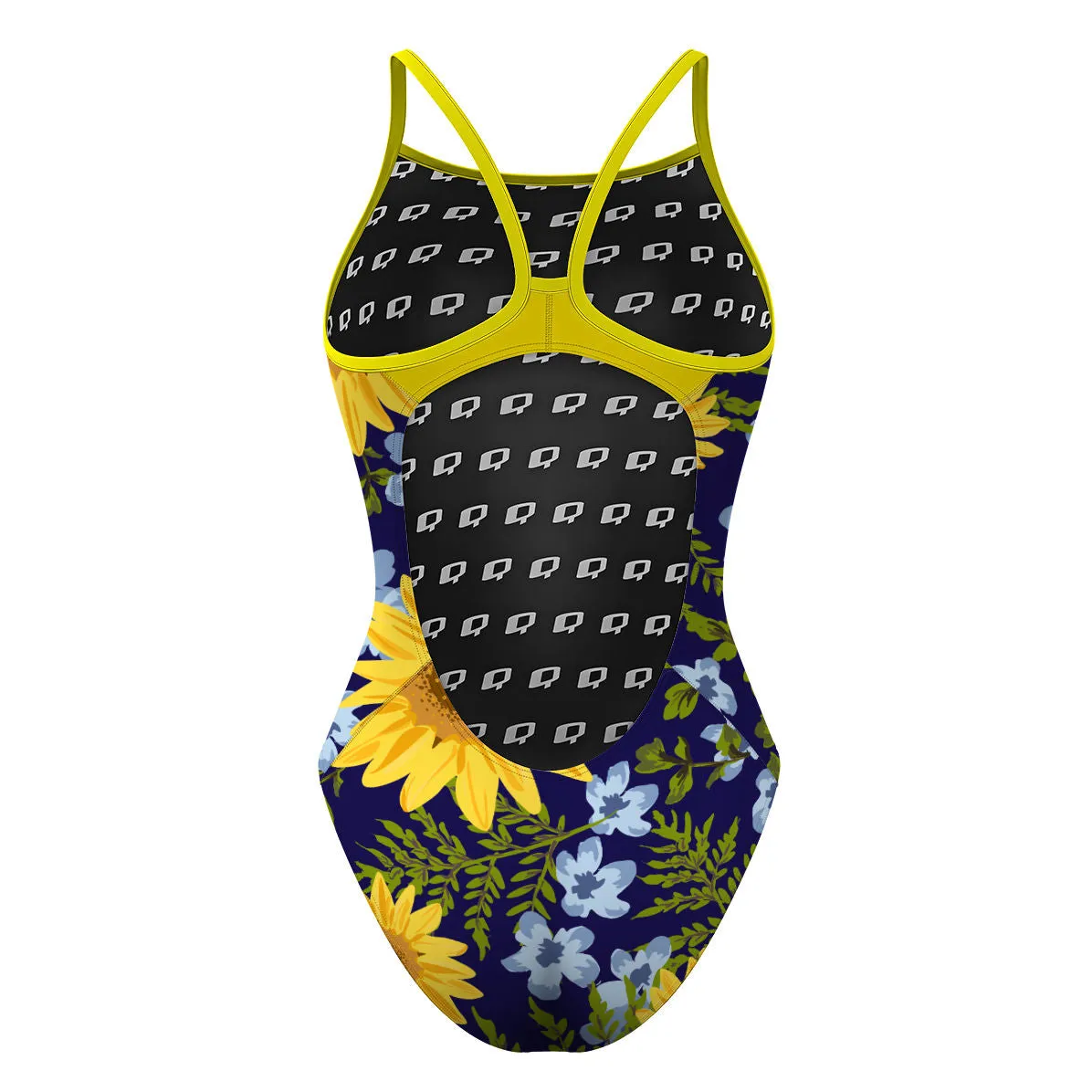 BLUE SUNFLOWER  SKINNY STRAP SWIMSUIT