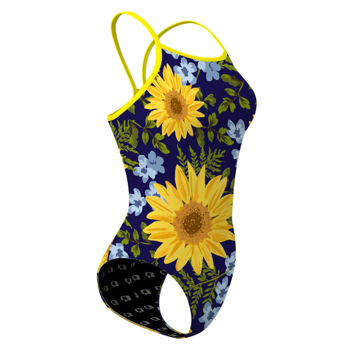 BLUE SUNFLOWER  SKINNY STRAP SWIMSUIT