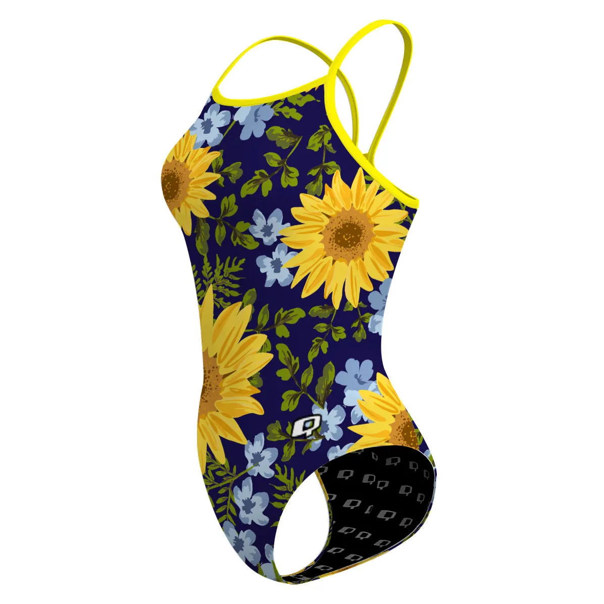 BLUE SUNFLOWER  SKINNY STRAP SWIMSUIT