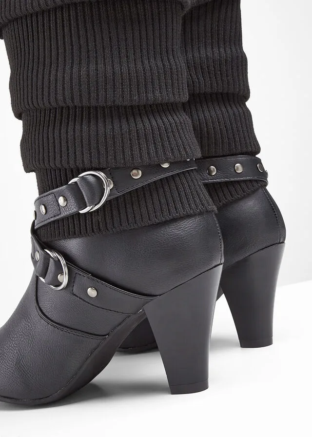 Botas con caña de punto Negro