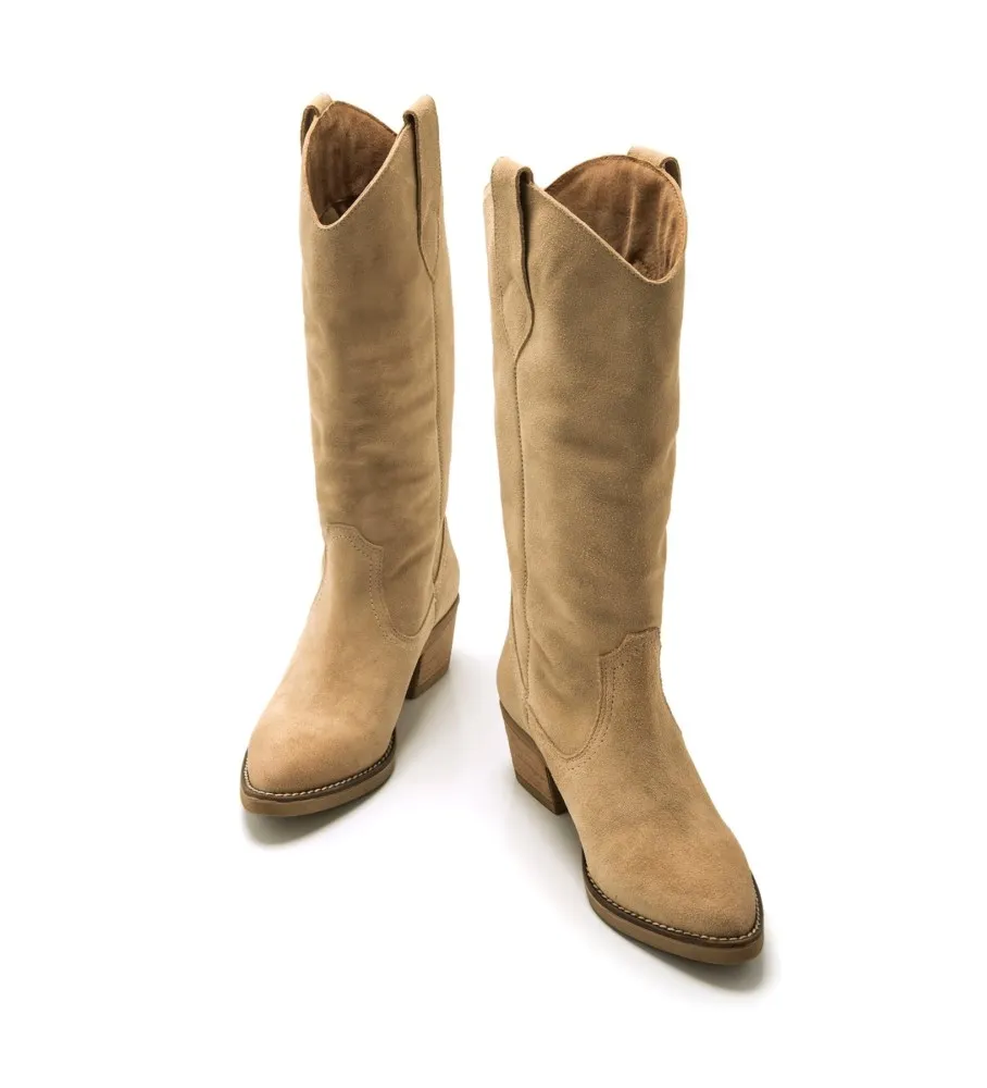 Botas de Piel Teo beige