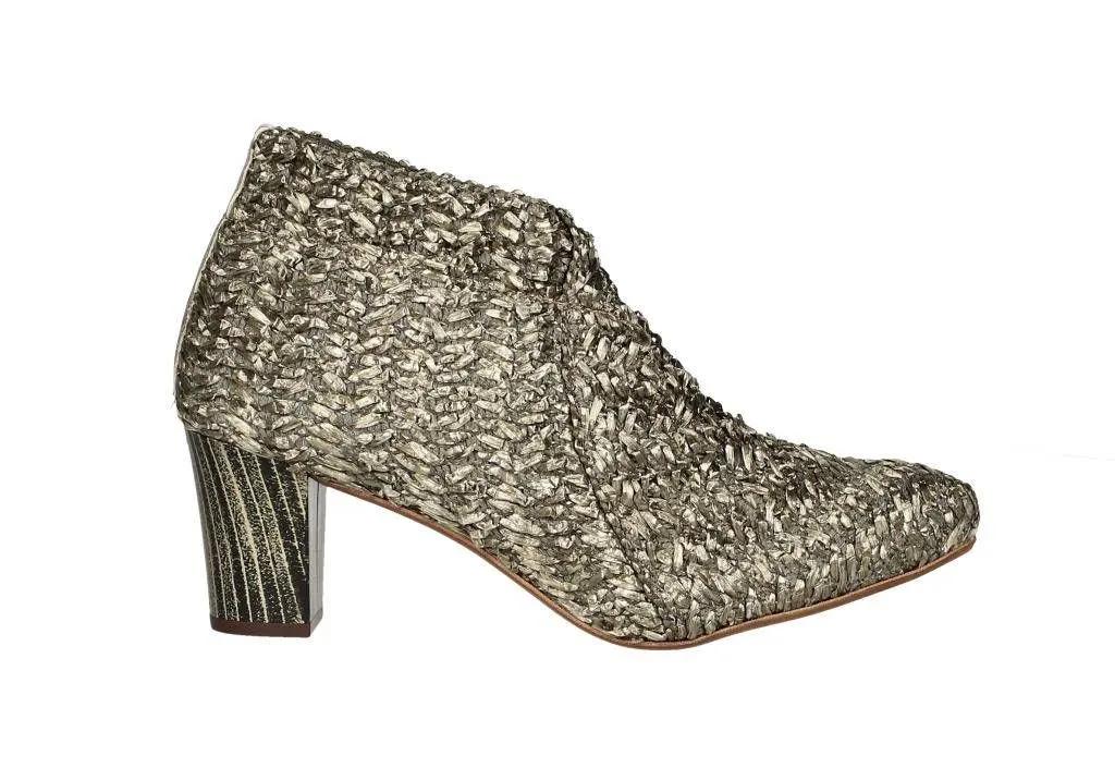 Botin Rafia Kaki Elastico Tira Talon Piel Piso Suela