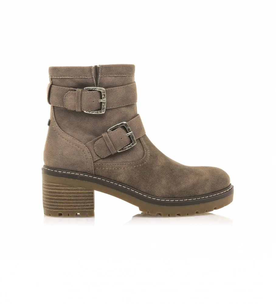 Botines doble hebilla taupe