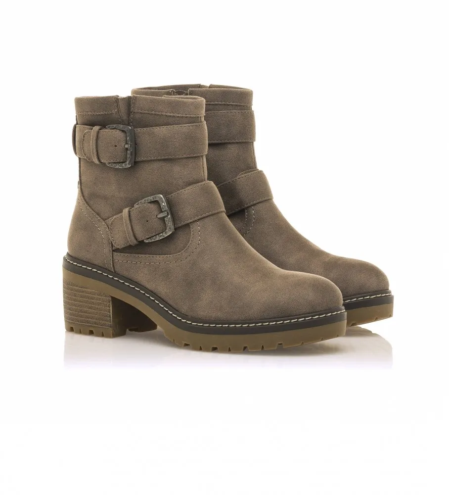 Botines doble hebilla taupe