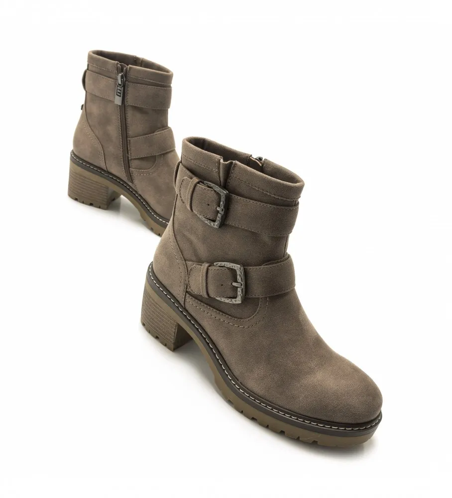 Botines doble hebilla taupe