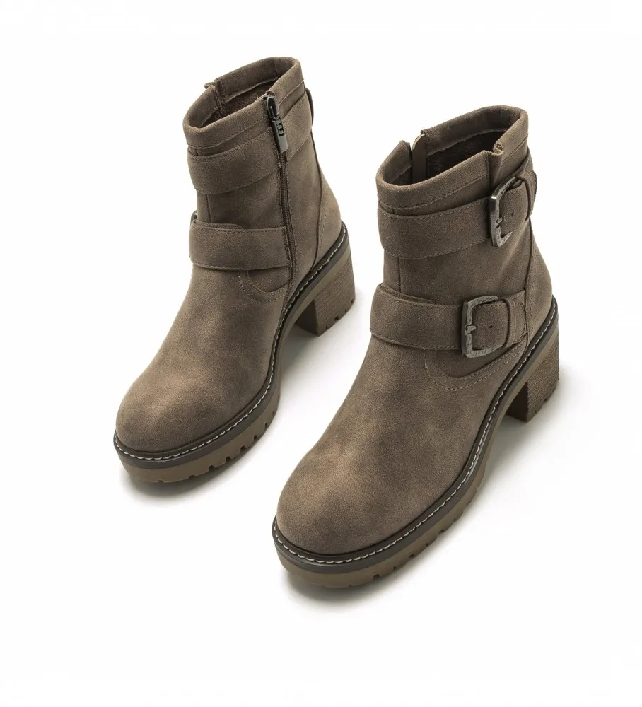 Botines doble hebilla taupe