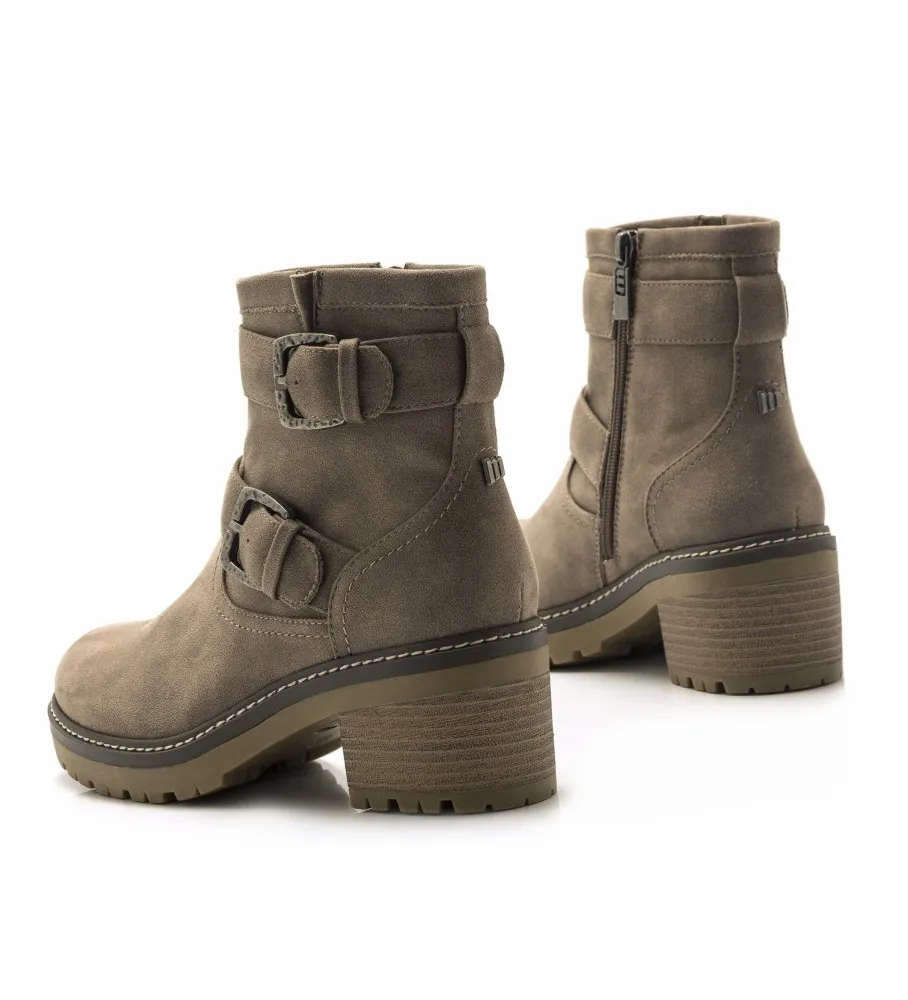 Botines doble hebilla taupe