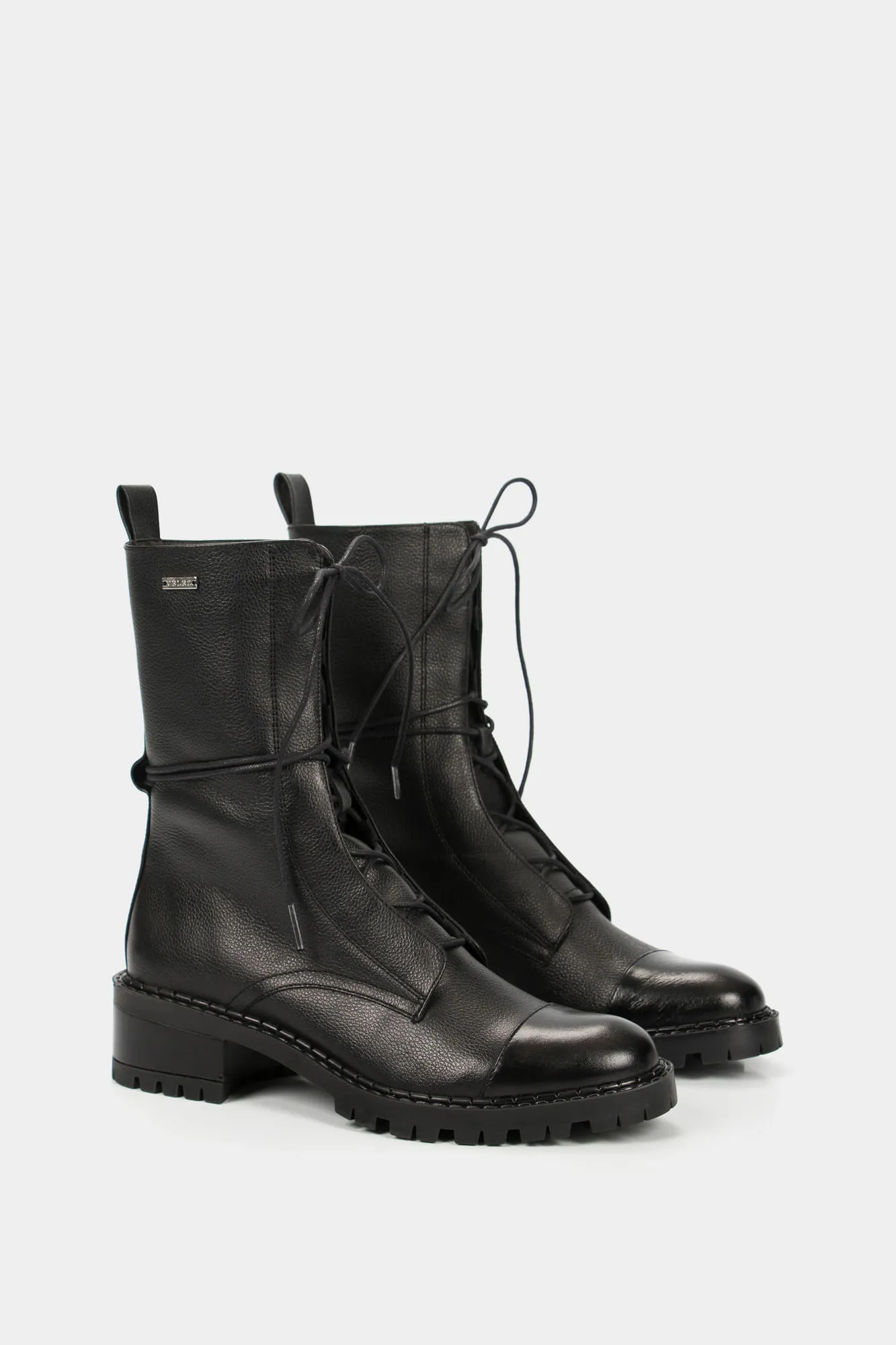 Botines militar Paramo de cuero para mujer cordones Negro