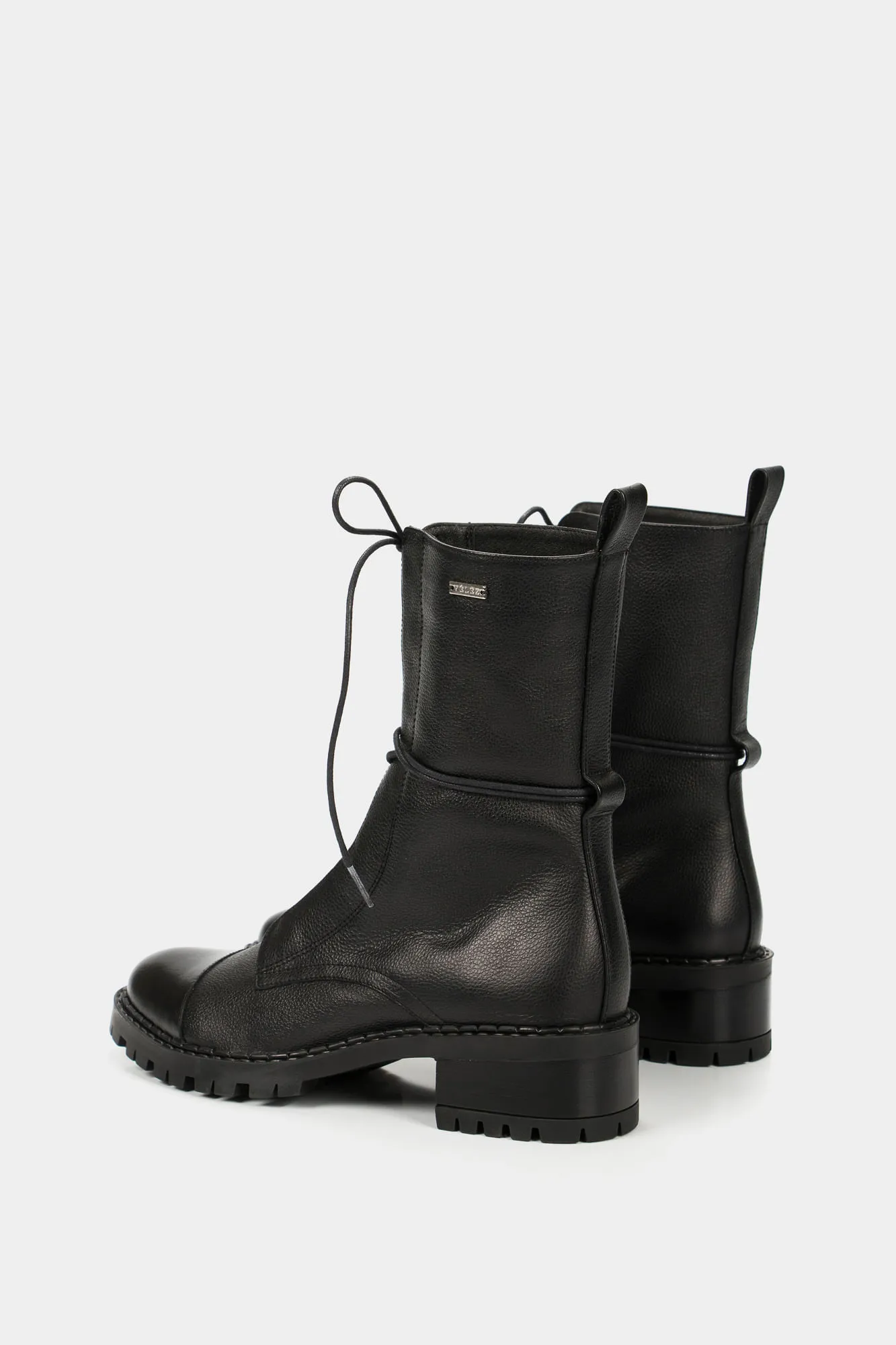 Botines militar Paramo de cuero para mujer cordones Negro