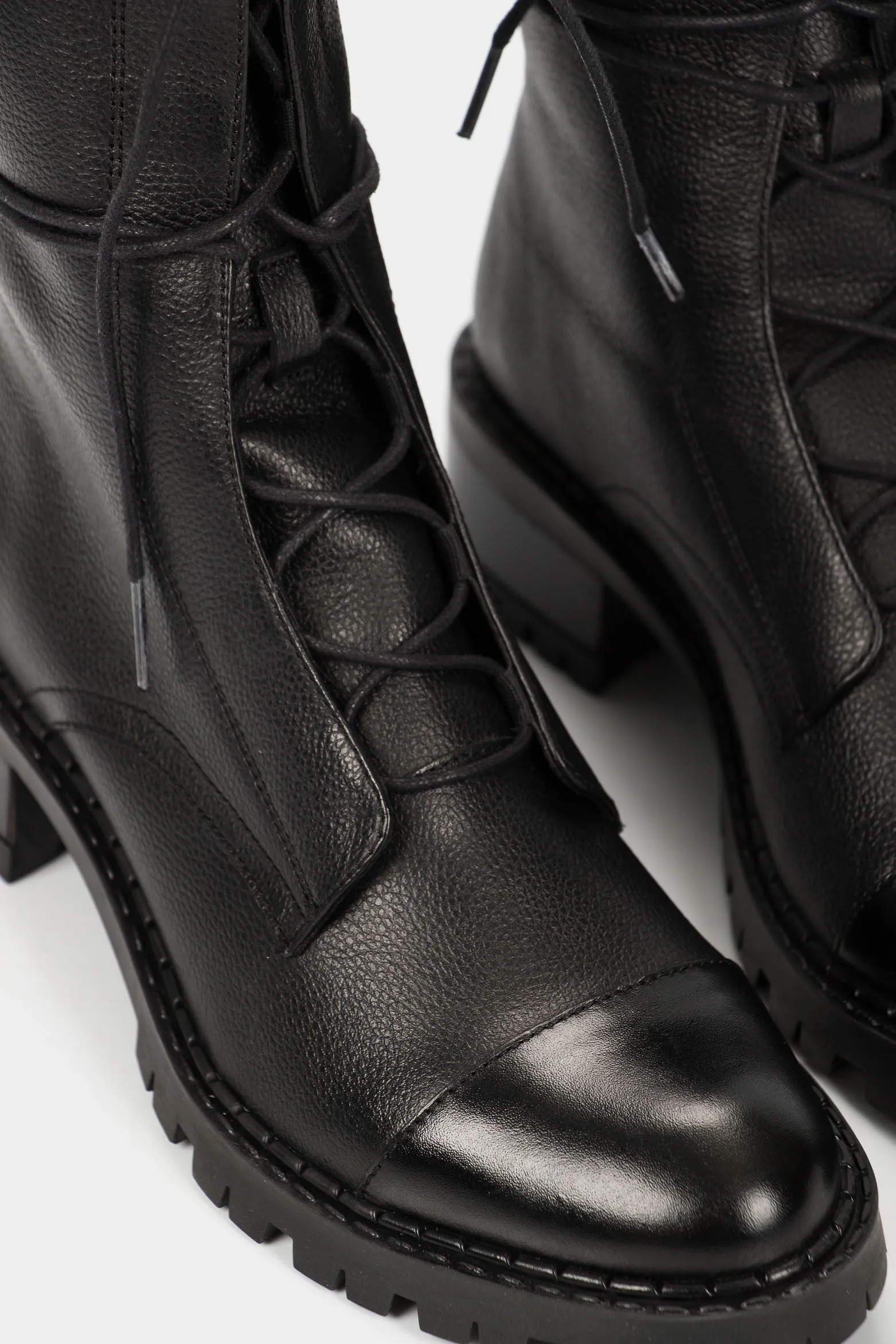 Botines militar Paramo de cuero para mujer cordones Negro