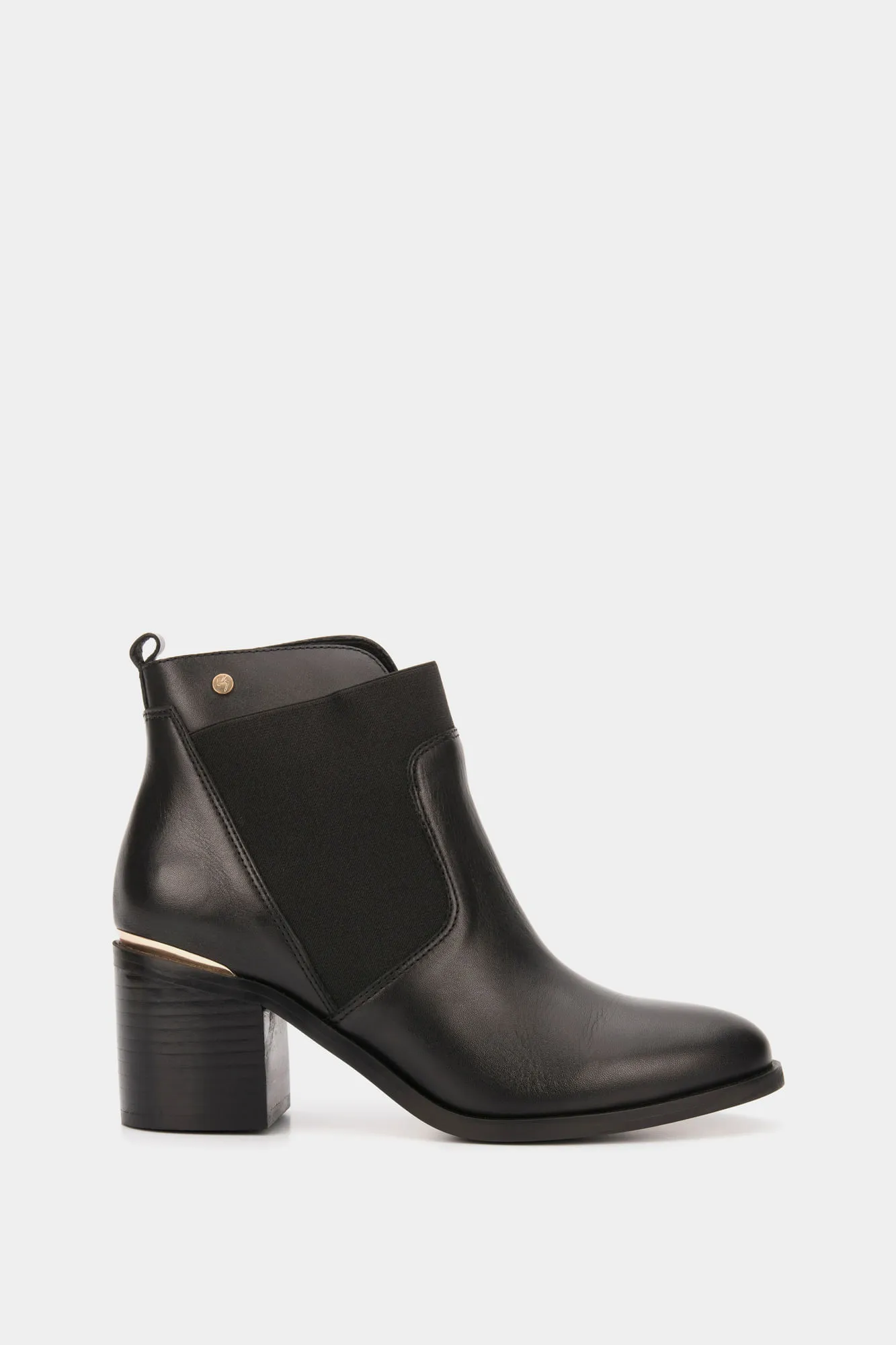 Botines tacón Burgos de cuero aplique Negro