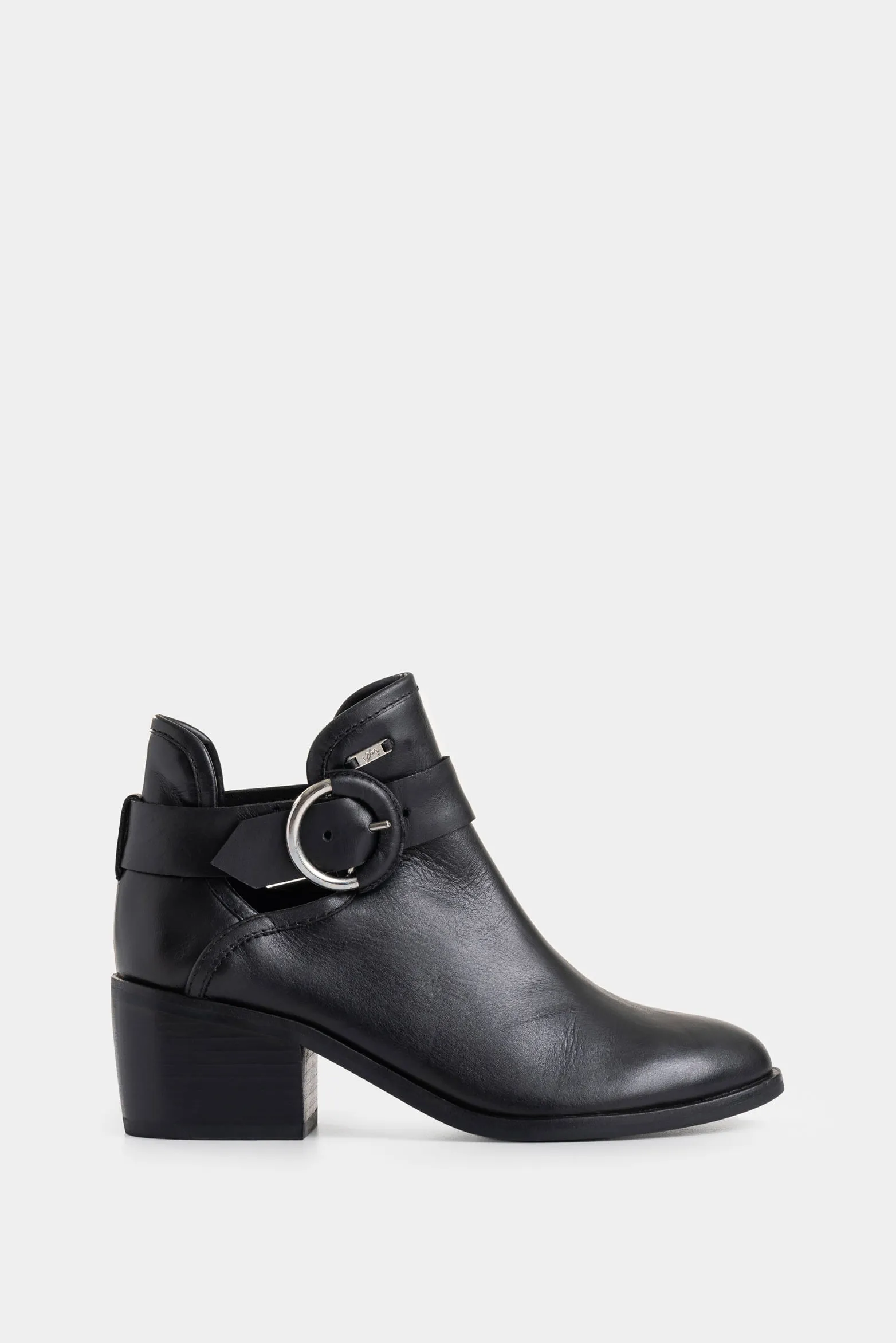 Botines tacón Campina de cuero hebilla Negro