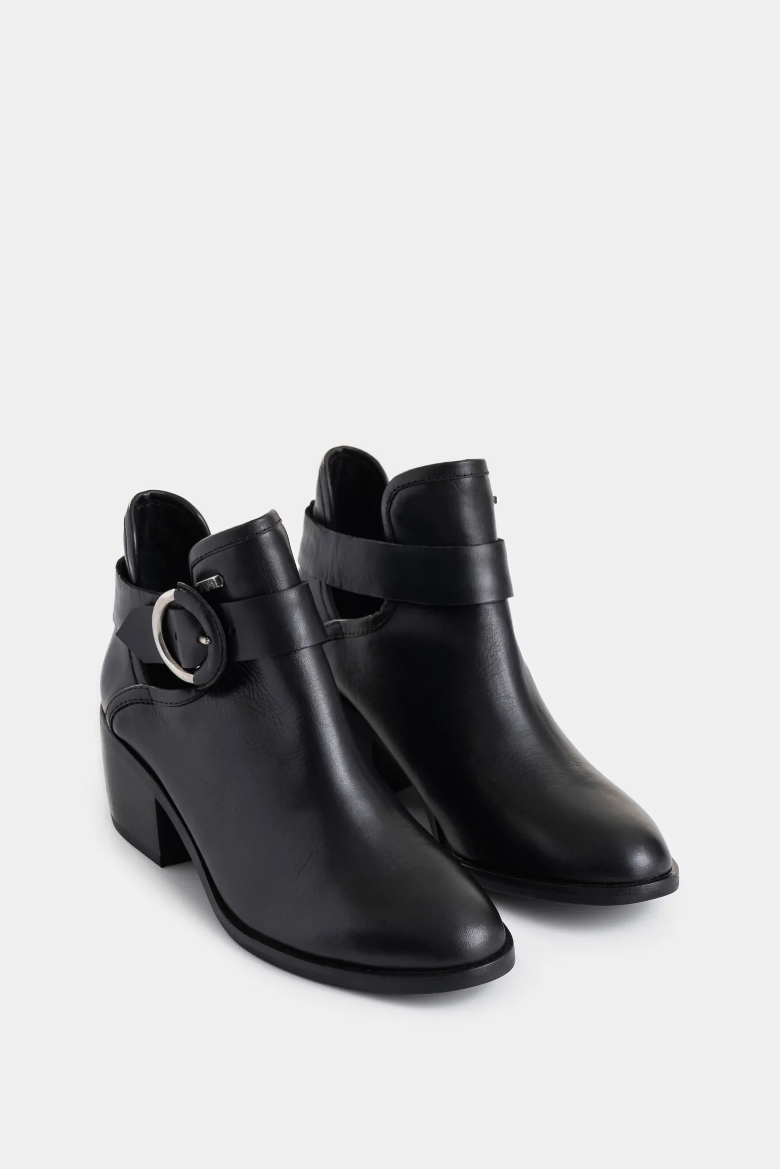 Botines tacón Campina de cuero hebilla Negro