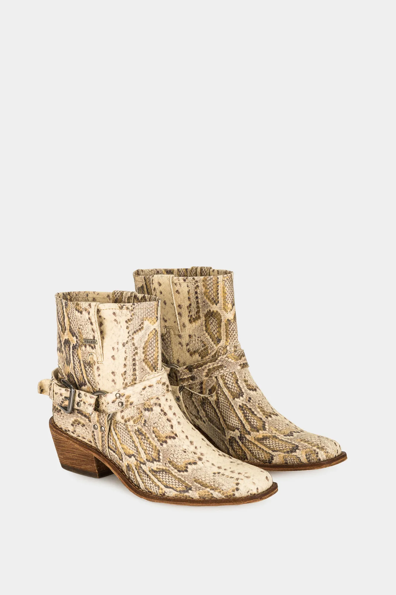 Botines tacón texano de cuero para mujer folia pitón