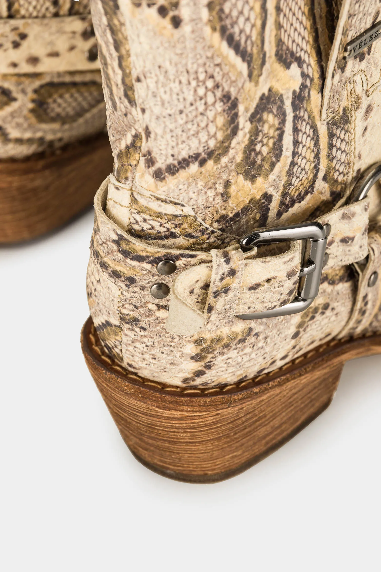 Botines tacón texano de cuero para mujer folia pitón