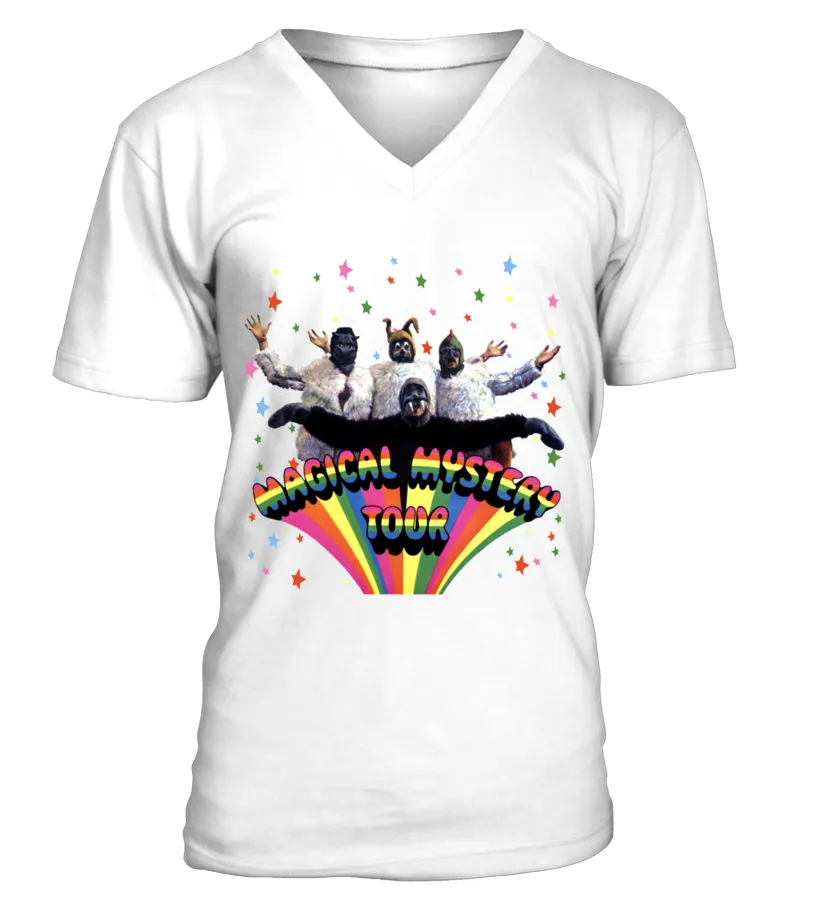 BSA074WT.THE BEATLES  MAGICAL MYSTERY TOUR CAMISETA CUELLO EN V UNISEX