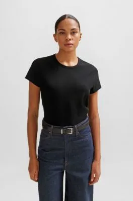 Camiseta de algodón con monogramas de punto con estructura 3D