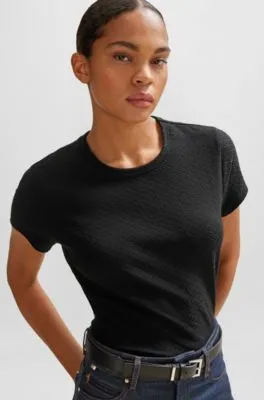 Camiseta de algodón con monogramas de punto con estructura 3D