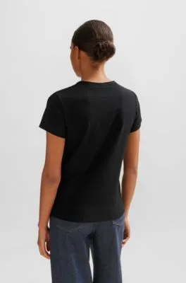 Camiseta de algodón con monogramas de punto con estructura 3D