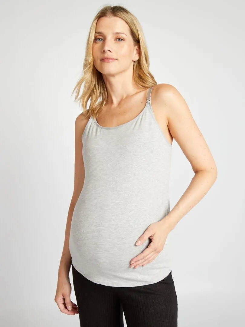 CAMISETA DE LACTANCIA DE TIRANTES  GRIS