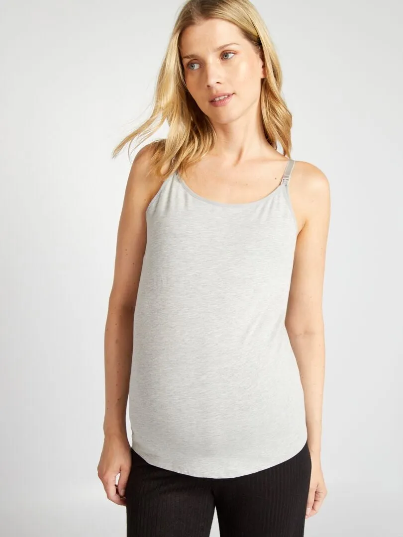 CAMISETA DE LACTANCIA DE TIRANTES  GRIS
