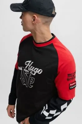 Camiseta de punto de algodón con ilustración de logo