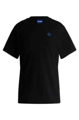 Camiseta de punto de algodón con insignia de logo