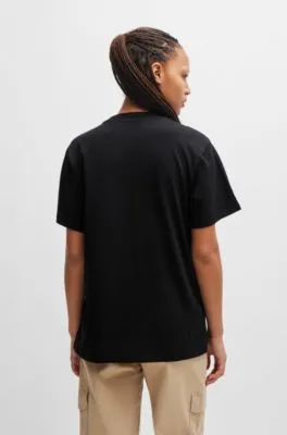 Camiseta de punto de algodón con insignia de logo