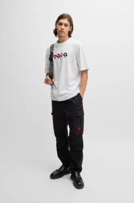 Camiseta de punto de algodón con logo de naipes