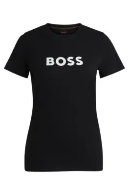 Camiseta de punto de algodón con logo en contraste