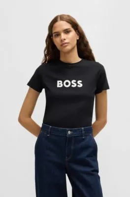 Camiseta de punto de algodón con logo en contraste