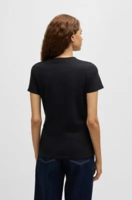 Camiseta de punto de algodón con logo en contraste