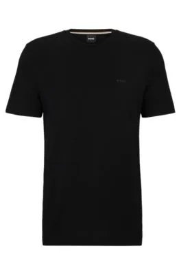 Camiseta de punto de algodón con logo estampado de goma