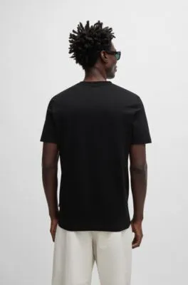 Camiseta de punto de algodón con logo estampado de goma