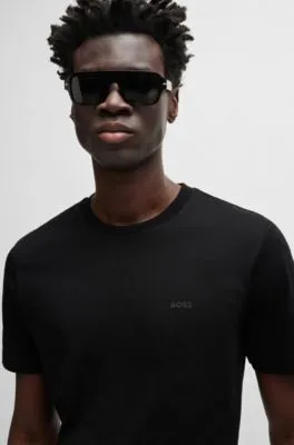 Camiseta de punto de algodón con logo estampado de goma