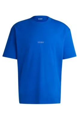 Camiseta de punto de algodón con logos en contorno