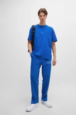 Camiseta de punto de algodón con logos en contorno
