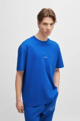 Camiseta de punto de algodón con logos en contorno