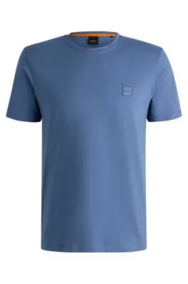 Camiseta de punto de algodón con parche de logo