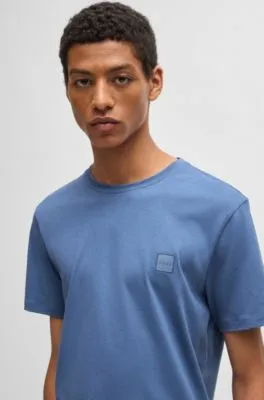 Camiseta de punto de algodón con parche de logo